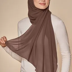 Solid Georgette Women Blue Scarf-image-8