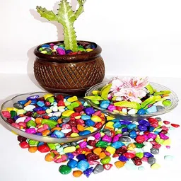 vannef Natural Multicolor Pebbles Gravels for Succulent Plants, Aquariums, Vases, Sidewalk Paving, Pond Bottom Decoration and Top Dressing Painted Asymmetrical Marble Pebbles-picture-25