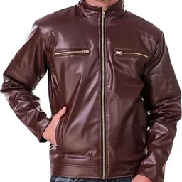 kp trend Men Solid Leather Jacket image 3