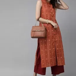 lamba creations Women A-line Brown Midi/Calf Length Dress-picture-30