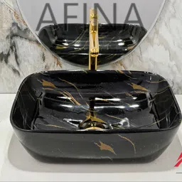 afina industries Premium Ceramic BASIN Which Gives Look To your Home Table Top Wash Basin LC1029 Ceramic Tabletop Washbasin/Countertop Wash Basin/Basin for Bathroom Table Top Basin image 4