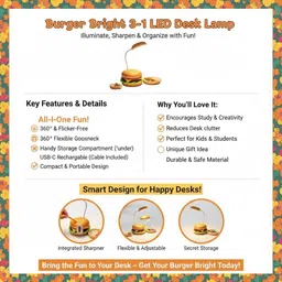 aapleboyz LED desk lamp, pencil sharpener Study Lamp image 3