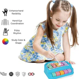 khyali Small 2 in 1 Musical Xylophone & Piano Toy for Kids with 5 Multicolored Keys 155 image 5