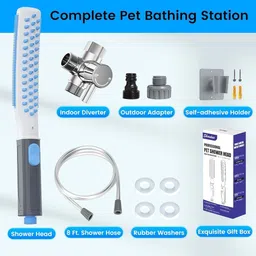 zibuyu 2 in 1 Dog Bathing Shower Head and Grooming Brush for Dogs and Cats with Kit Plain/ Bristle Brushes for Dog & Cat image 3