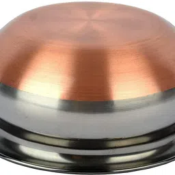 masox store Pack of 5 Steel Stainless Steel Copper Bottom Cooking Serving Pot with Lid Biryani Milk Handi D5 Dinner Set image 5