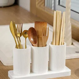 lila enterprise Spoon, Knife, Fork, Chopstick & Dining Table Storage Box (White) Disposable Plastic Cutlery Set image 1