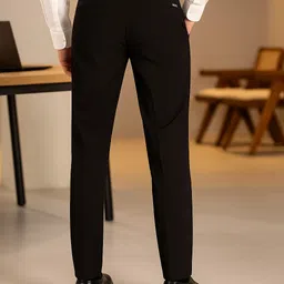 the revenant Men Slim Fit Black Cotton Blend Trousers image 2