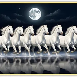 saf 7 Running Horses Sparkle Lamination Finished Surface Golden Slim Frame Digital Reprint 20 inch x 14 inch Painting-picture-25