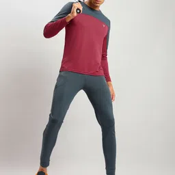 technosport Men Solid Round Neck Polyester Red T-Shirt image 1