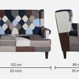 bohemiana from pepperfry Scenos Fabric 2 Seater Sofa in Multi Colour image 2