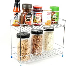 riprap Utensil Kitchen Rack 2-Tier Kitchen Rack & Space Saver, 2-Tier Trolley Basket For Utensils Steel image 4