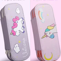 spoton enterprise Cute unicorn pencil pouch for girls double layer large capacity Stationery Pouch Unicorn Art Polyester Pencil Box-picture-31