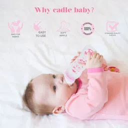 cadle baby Feeding Bottle Wide Mouth Pink Color 240 ML - 240 ml image 2