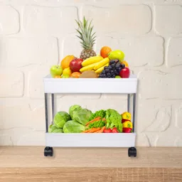 aexoniz toys WHITE Color,2 Layer Kitchen Storage Rack,Vegetable Basket Racks for Office Plastic Kitchen Trolley image 2