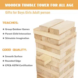 knick knack Stack'em Up Giant Tumble Tower 54 Big Wooden Blocks for Adult and Kids image 2