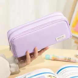 devdhan Pencil Pouch, Pen & Pencil Pouch for School 3 Compartment Pencil Case Stationary, Classes Imported Heavy Quality Pouch Art Polyester Pencil Box image 4