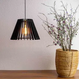 think artly Daffodil Black Wooden Hanging Light-picture-25