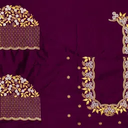 travoxa Unstitched Cotton Silk Blouse Material Embroidered image 2