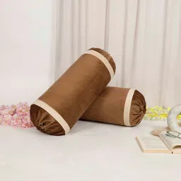 the conversion Dark Brown and Cream Stripes TC Velevt 2 Bolster Covers image 1