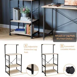 tekavo Microwave oven stand Organizer Shelf for kitchen storage | 1 year warranty Wooden Kitchen Trolley image 5