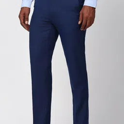 peter england Men Slim Fit Blue Polyester Trousers image 3