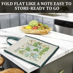 double r bags Eco-Friendly, Reusable & Multi-Purpose Cotton Canvas Bag With Reinforced Handles Pack of 3 Grocery Bags image 5