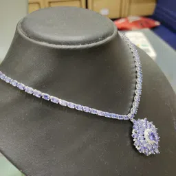 jalash Tanzanite Fancy Womens Pendant Necklace Party Set in 925 Sterling Silver Sterling Silver Tanzanite Sterling Silver Pendant Set image 5