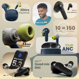 goboult X60 ANC (30dB), Quad Mic ENC, 30 Hrs Battery Life, 45ms Ultra Low Latency, 5.3v Bluetooth Headset image 3