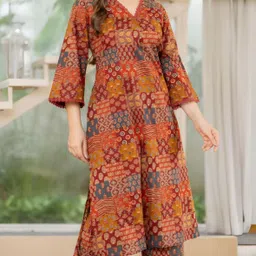tabeedah Women Viscose Rayon Kurta Palazzo Set image 2