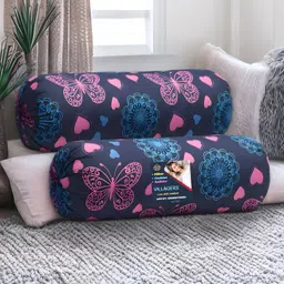 villagers Microfibre Bolster Pack of 2 Geometric Butterfly & Heart Print Design-picture-13