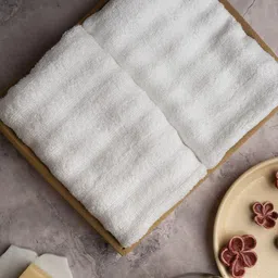 MUSH Set Of 2 White Solid 600 GSM Ultra Soft & Eco Friendly Bamboo Hand Towel image 1