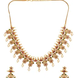 Rubans Women Gold-Plated & Pink Stone & Pearl CZ Studded Embellished Jewellery Set image 4