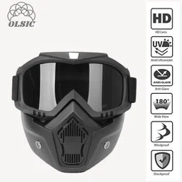 olsic 100% New Black Goggle Face Mask Anti Scratch UV Protective Face; Windproof Dirt Shield With Soft Foam Padded Detachable Safety Goggle2 Safety Visor-picture-15