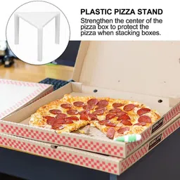 bakezy Triangle Pizza Stool Table Separator for Delivery & Catering Tripod Stand Food-Grade White Plastic Finish Trivet image 4