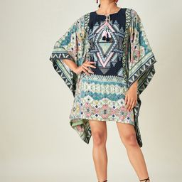 The Kaftan Company Women White & Black Boho Printed Swim Cover Up Dress-picture-30