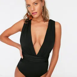 Trendyol Women Black Solid Bodysuit Swimwear-image-94
