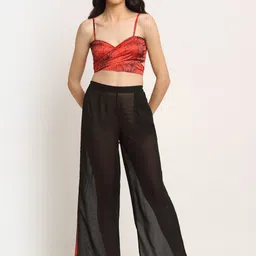 EROTISSCH Women Red and Black Solid Beach Wear-image-97