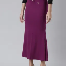 TWIN BIRDS Side Slit High-Rise Stretchable Viscose Saree Skirt image 4