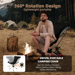 bwogue 360° Folding Camping Chair, Ultra Lightweight Compact Chair with Storage Bag Chair image 5