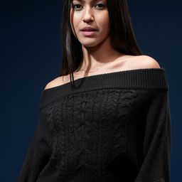Tokyo Talkies Women Cable Knit Off Shoulder Pullover-picture-22