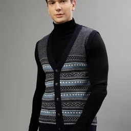 LINDBERGH Fair Isle Printed V-Neck Sleeveless Cardigan Sweater-picture-0