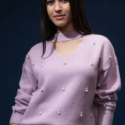 Tokyo Talkies Women Pullover with Embellished Detail-image-59