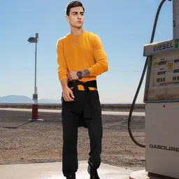 The Roadster Lifestyle Co Men Mustard Yellow Solid Sweater-image-0