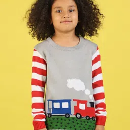 Nauti Nati Boys Graphic Printed Acrylic Pullover Sweater image 1