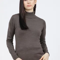 Tokyo Talkies Women Brown Solid Sweater-picture-24