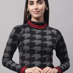 NoBarr Women Geometric Printed Acrylic Crop Pullover-image-95