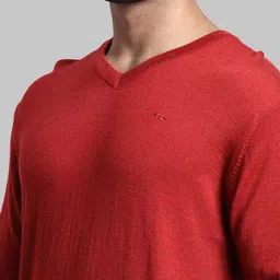 ColorPlus Men Red Solid Pullover image 2