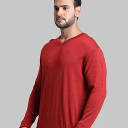 ColorPlus Men Red Solid Pullover image 4