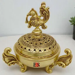Dhoop Dani Brass Peacock Incense Burner, Loban Dhuni Peacock Brass Dhoop Holder Brass Incense Holder-image-31