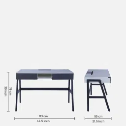 casacraft from pepperfry Austin Writing Table in Frosty White & Graphite Grey Finish image 2